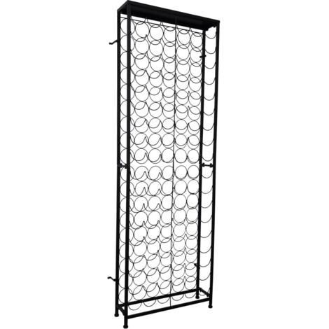 Vidaxl – Casier à bouteilles 108 bouteilles – Fer forgé noir – Dimensions 65 x 24 x 191 cm – Fixation murale incluse – Pour cave ou salon
