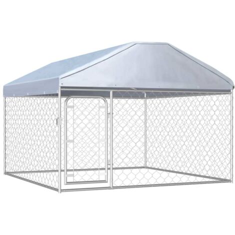 Vidaxl – Chenil extérieur avec toit pour chiens 200 x 200 x 135 cm – Acier galvanisé – Résistant aux UV et à l'eau – Système de verrouillage sécurisé