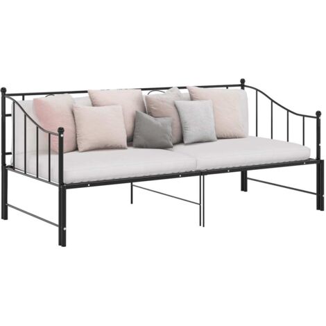 Vidaxl – Cadre de lit extensible 90x200cm – Métal noir – Construction robuste – Lit d'appoint pour espaces réduits (1/6)