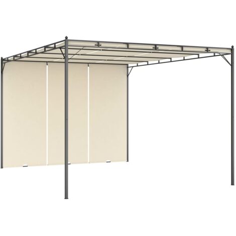 Vidaxl – Tonnelle de jardin 4x3m avec rideau latéral – Structure en acier enduit de poudre – Toit ouvrant pour protection solaire