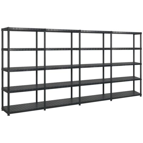 Étagère de rangement à 5 niveaux Noir 366x45,7x185 cm Plastique vidaXL