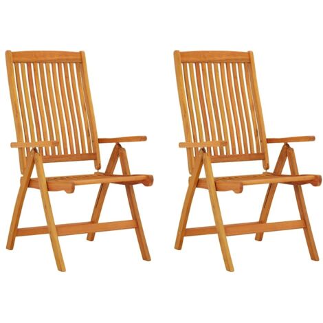 Chaises de jardin pliables lot de 2 Bois d'eucalyptus massif vidaXL
