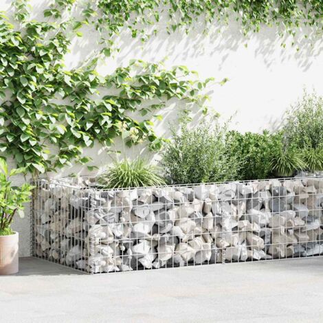 Lit Surélevé à Gabion En Acier Galvanisé HOMTAKIE – Dimensions 180x50x50 Cm, Résistant Aux Intempéries, Pour Jardin Ou Terrasse
