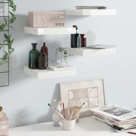 Étagère murale flottante 4 pcs Blanc brillant 23x23,5x3,8cm MDF vidaXL