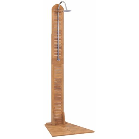 Vidaxl – Douche extérieure en teck massif 70 x 75 x 204 cm – Résistante aux intempéries – Base antidérapante – Pommeau de douche 15 cm - vidaXL59941 (1/10)