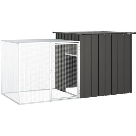 Vidaxl – Clapier à lapin anthracite 200x91x100 cm – Acier galvanisé – Conception ventilée pour sécurité et confort – Porte verrouillable