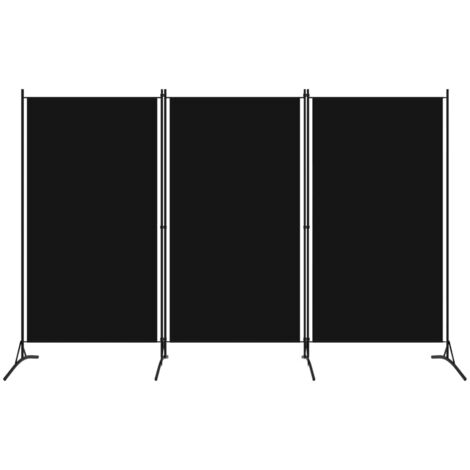 Vidaxl – Cloison de séparation 3 panneaux noir 260x180 cm – Tissu 100 % polyester – Cadre en fer enduit de poudre – Écran d'intimité pliable