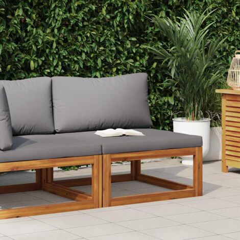 vidaXL Sectional Middle Sofa & Dark Grey Cushion Solid Acacia Wood