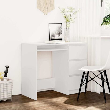 Vidaxl – Bureau enfant blanc 90x45x76 cm – Aggloméré avec 3 tiroirs – Facile à assembler et à entretenir – Parfait pour petites chambres