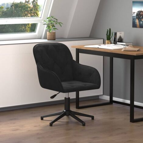 Vidaxl – Chaise de bureau pivotante en velours noir – Hauteur réglable 72-80 cm – Pivotement 360° – Cadre métal robuste