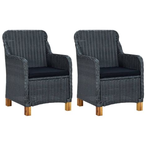 Chaises de jardin avec coussins lot de 2 Résine tressée vidaXL (1/5)
