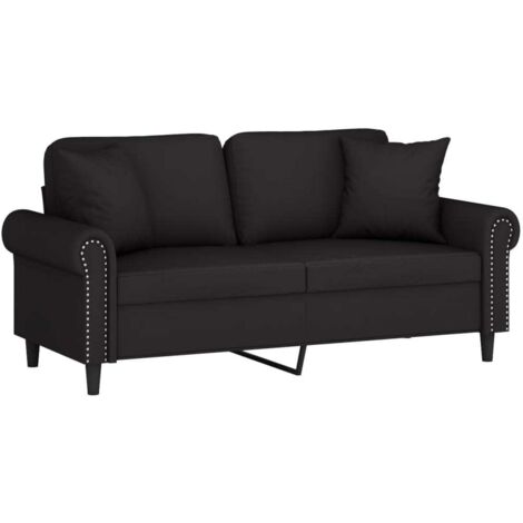 Canapé 2 places avec oreillers décoratifs noir 140 cm velours vidaXL (1/5)