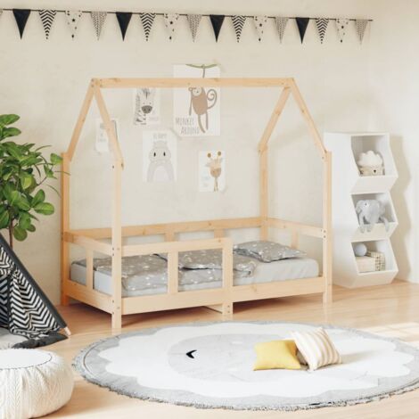 Vidaxl – Cadre de lit enfant 70x140 cm en bois de pin massif – Lattes en contreplaqué pour soutien optimal – Design bas pour accès facile (1/7)
