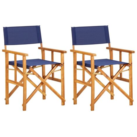 Chaises de metteur en scène lot de 2 Bois massif d'acacia bleu vidaXL