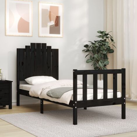 Cadre de lit sans matelas noir bois de pin massif vidaXL (1/5)