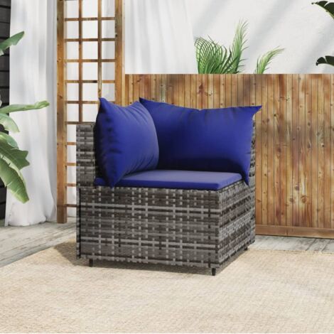 Canapé d'angle de jardin avec coussins gris résine tressée vidaXL
