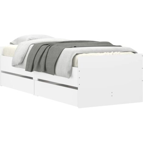 Vidaxl – Lit avec tiroirs blanc 90x190 cm – Cadre en bois d'ingénierie – Tiroirs de rangement 93,5x43x16,5 cm – Assemblage requis (1/5)
