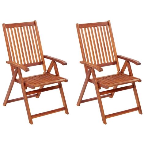 Vidaxl – Ensemble de 2 chaises pliables en acacia – 5 positions réglables – Charge maximale 110 kg – Mobilier de jardin élégant et durable (1/8)