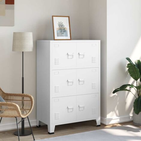 Vidaxl – Coffre de rangement industriel en métal 75x40x115 cm – 6 portes avec porte-étiquette – Aération pour tri efficace – Facile à nettoyer