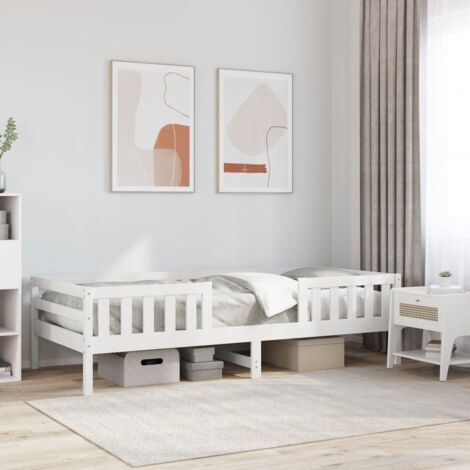 Vidaxl – Cadre de lit blanc 90x190 cm en bois de pin massif – Structure stable avec lattes en contreplaqué – Assemblage requis