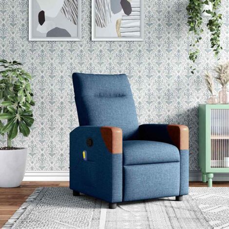Fauteuil inclinable de massage Bleu Tissu vidaXL