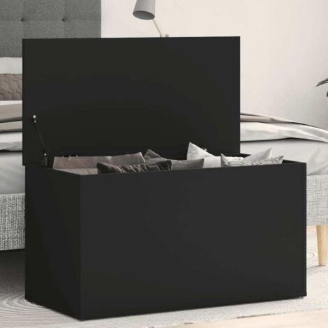 Vidaxl – Coffre de rangement noir en bois d'ingénierie – Dimensions 84x42x46 cm – Surface stable pour objets décoratifs – Facile à nettoyer