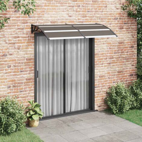 Vidaxl – Auvent de porte noir 200x100 cm – Feuilles polycarbonate 5 mm – Supports ABS et bandes aluminium – Installation rapide incluse