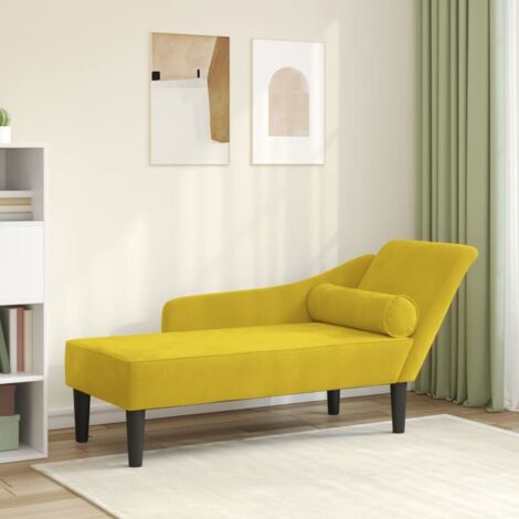 Vidaxl – Chaise longue jaune en velours – Coussin en mousse haute résilience – Dimensions 141x55,5x66,5 cm – Design contemporain - vidaXL567574