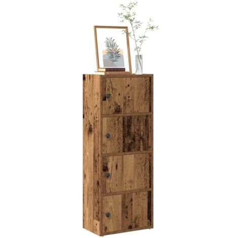 Vidaxl – Bibliothèque vieux bois 40x24x102 cm – Bois d'ingénierie – 2 étagères – Porte flexible – Facile à nettoyer