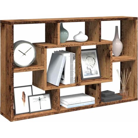 Vidaxl – Étagère murale vieux bois 85x16x52,5 cm – Bois d'ingénierie – 8 compartiments – Charge maximale 40 kg – Assemblage requis