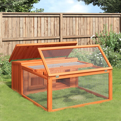 Vidaxl – Clapier en bois de pin massif 117,5x97x47,5 cm – Pour petits animaux – Toit résistant à l'eau – Assemblage requis