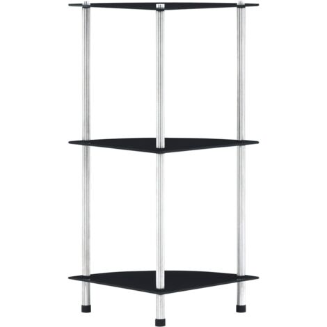 Étagère 3 niveaux Noir 30x30x67 cm Verre trempé vidaXL