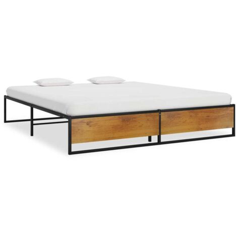 Cadre de lit sans matelas noir métal 200x200 cm vidaXL (1/6)