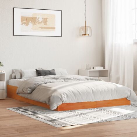 Cadre de lit sans matelas cire marron 160x200cm bois pin massif vidaXL