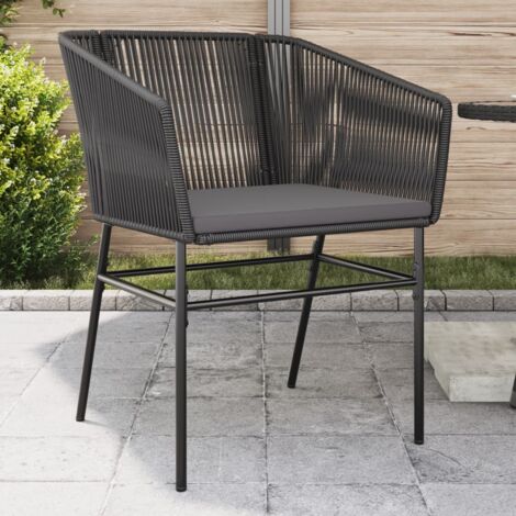 vidaXL Garden Chairs 2 pcs with Cushions Black Poly Rattan (1/5)