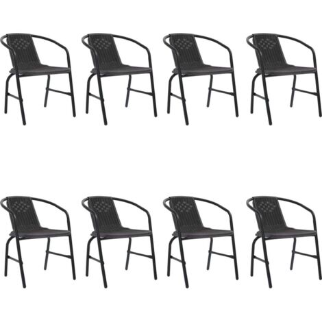 vidaXL Garden Chairs 8 pcs Plastic Rattan and Steel 110 kg (4x312494) (1/5)