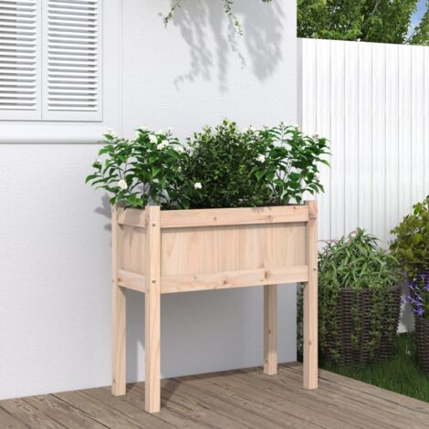 Vidaxl – Jardinière en bois de pin massif 70x31x70 cm – Capacité généreuse pour légumes et fleurs – Assemblage requis (1/6)