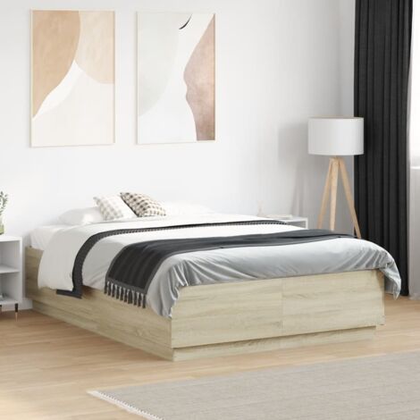 Cadre de lit avec LED sans matelas chêne sonoma 140x190 cm vidaXL (1/5)