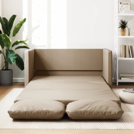 Vidaxl – Canapé convertible 2 places cappuccino 112x174x55 cm – Similicuir avec coussins épais – Structure métal robuste – Idéal pour petits espaces (1/6)