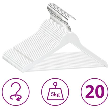 Cintres antidérapants 20 pcs Blanc Bois dur vidaXL
