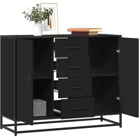 Buffet noir 92x35x76 cm bois d’ingénierie vidaXL (1/5)