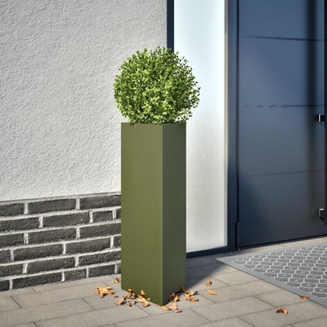 Jardinière vert olive triangulaire 30x26x75 cm acier vidaXL