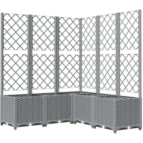Vidaxl – Jardinière avec treillis gris clair 120x120x136cm – Polypropylène résistant aux chocs – Support pour plantes grimpantes – Assemblage requis