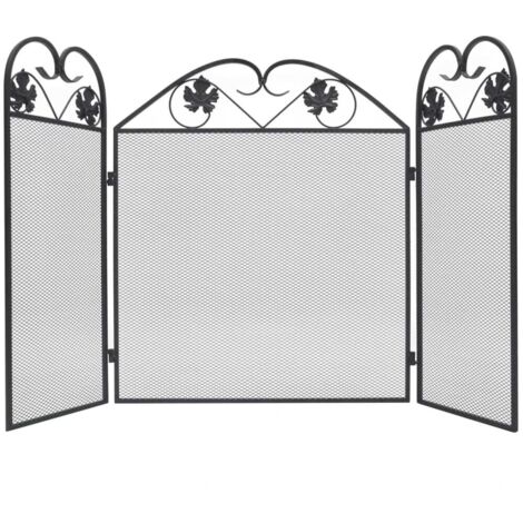 Vidaxl – Écran de cheminée 3 panneaux en fer noir – Dimensions 102 x 61 cm – Pliable avec support en mailles fines – Sécurise enfants et animaux - vidaXL987350