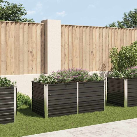 Vidaxl – Jardinière surélevée anthracite 160x80x77 cm – Acier galvanisé durable – Design rectangulaire avec bordures repliées pour sécurité