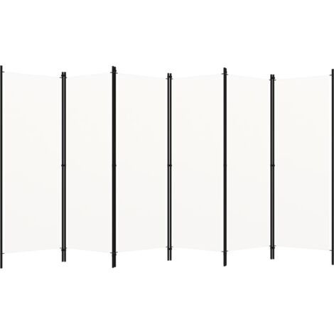 Vidaxl – Cloison de séparation 6 panneaux en tissu polyester blanc 300x180 cm – Cadre en fer enduit de poudre – Écran d'intimité pliable