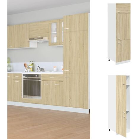 Vidaxl – Armoire de réfrigérateur chêne sonoma 60x57x207 cm – Bois d'ingénierie – 3 portes – 4 étagères pour rangement optimisé - vidaXL412374