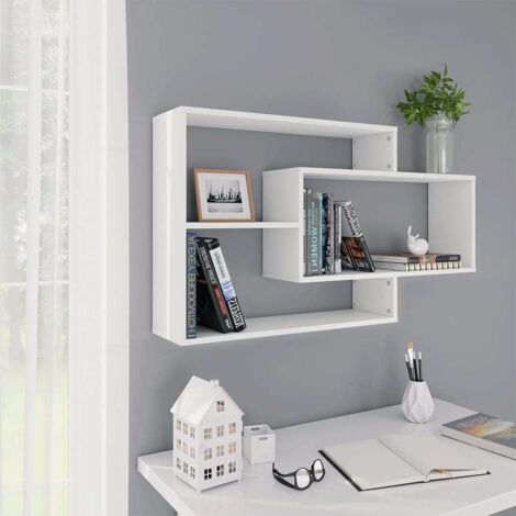 Vidaxl – Étagère murale blanche 104x20x58,5 cm – Bois d'ingénierie durable – 3 compartiments ouverts pour livres et objets décoratifs