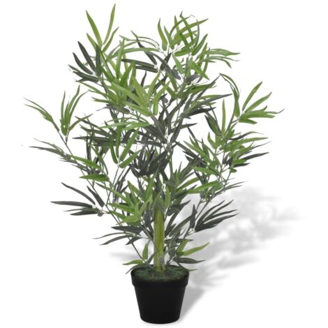 Vidaxl – Plante verte artificielle bambou 80 cm – 460 feuilles en polyester – Pot en plastique inclus diamètre 15,9 cm – Décoration intérieure