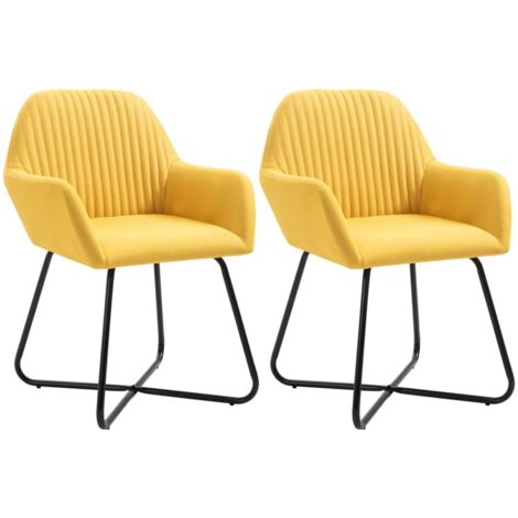 Chaises à manger lot de 2 jaune tissu vidaXL (1/8)